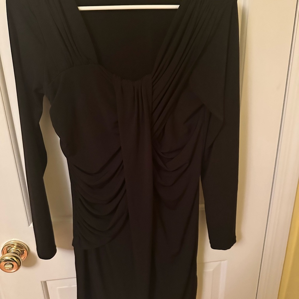 Daisy Fuentes Black Long-Sleeve Ruched Women's Dress Size Small